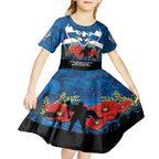 Custom Geelong Football ANZAC Kid Short Sleeve Dress Gallipoli Camouflage With Poppies