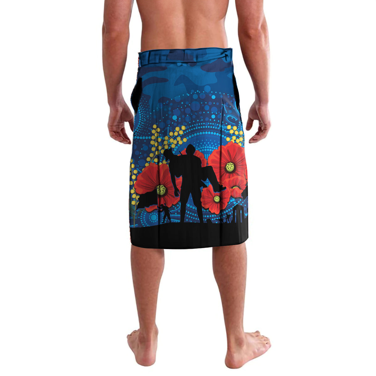 Custom Geelong Football ANZAC Lavalava Gallipoli Camouflage With Poppies