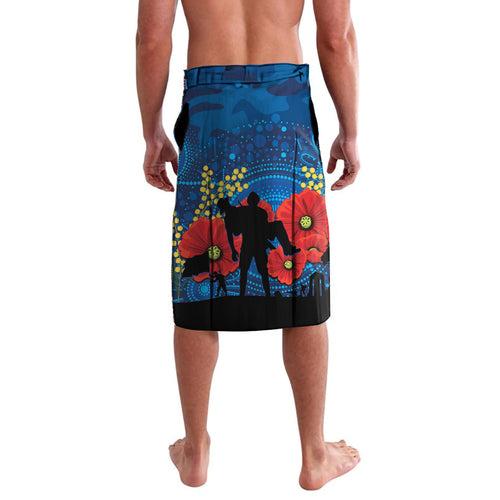 Custom Geelong Football ANZAC Lavalava Gallipoli Camouflage With Poppies