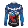 Custom Geelong Football ANZAC Long Sleeve Button Shirt Gallipoli Camouflage With Poppies