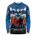 Custom Geelong Football ANZAC Long Sleeve Shirt Gallipoli Camouflage With Poppies