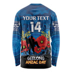 Custom Geelong Football ANZAC Long Sleeve Shirt Gallipoli Camouflage With Poppies