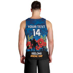Custom Geelong Football ANZAC Men Tank Top Gallipoli Camouflage With Poppies