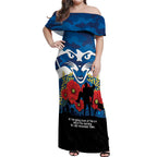 Custom Geelong Football ANZAC Off Shoulder Maxi Dress Gallipoli Camouflage With Poppies