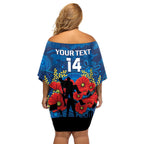 Custom Geelong Football ANZAC Off Shoulder Short Dress Gallipoli Camouflage With Poppies