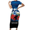 Custom Geelong Football ANZAC Short Sleeve Bodycon Dress Gallipoli Camouflage With Poppies