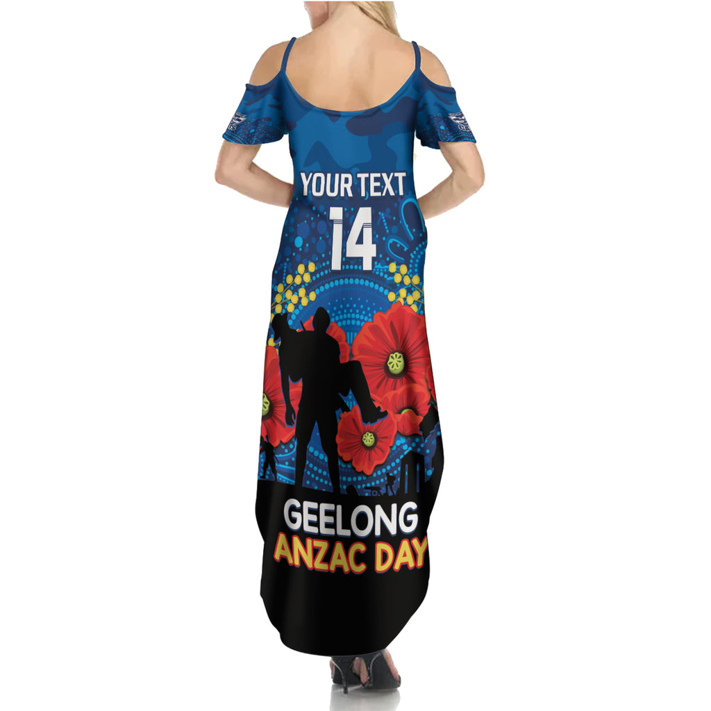 Custom Geelong Football ANZAC Summer Maxi Dress Gallipoli Camouflage With Poppies