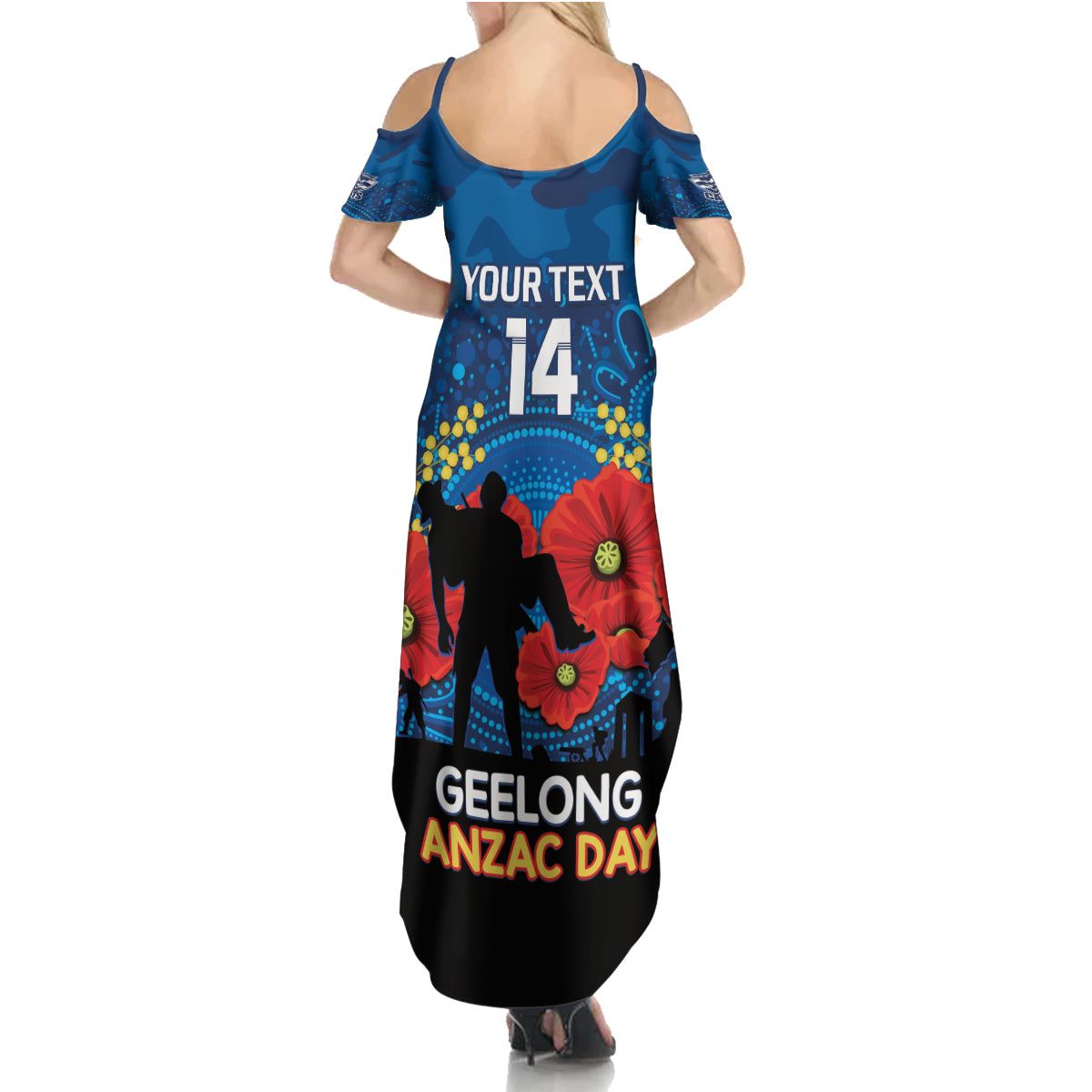 Custom Geelong Football ANZAC Summer Maxi Dress Gallipoli Camouflage With Poppies