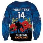 Custom Geelong Football ANZAC Sweatshirt Gallipoli Camouflage With Poppies