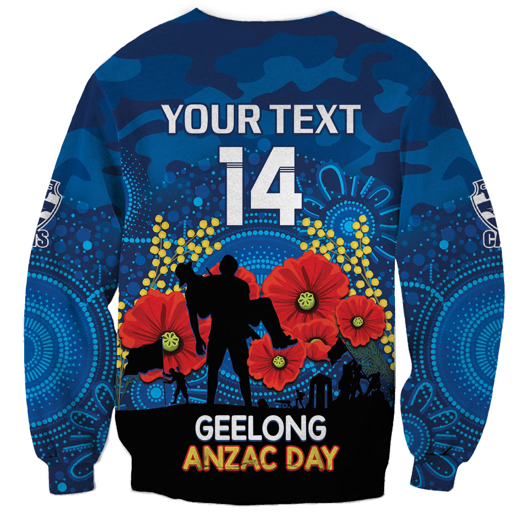 Custom Geelong Football ANZAC Sweatshirt Gallipoli Camouflage With Poppies