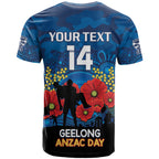 Custom Geelong Football ANZAC T Shirt Gallipoli Camouflage With Poppies