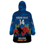 Custom Geelong Football ANZAC Wearable Blanket Hoodie Gallipoli Camouflage With Poppies