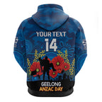 Custom Geelong Football ANZAC Zip Hoodie Gallipoli Camouflage With Poppies