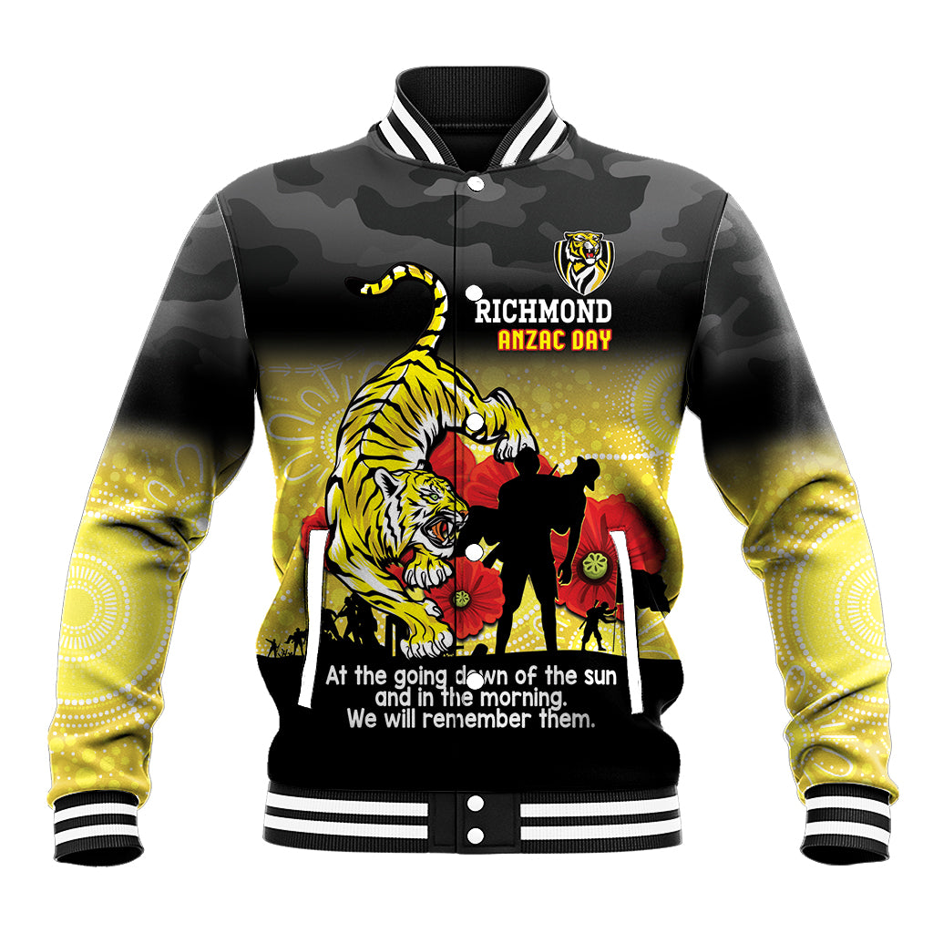 Custom Richmond Football ANZAC Baseball Jacket Gallipoli Camouflage With Poppies