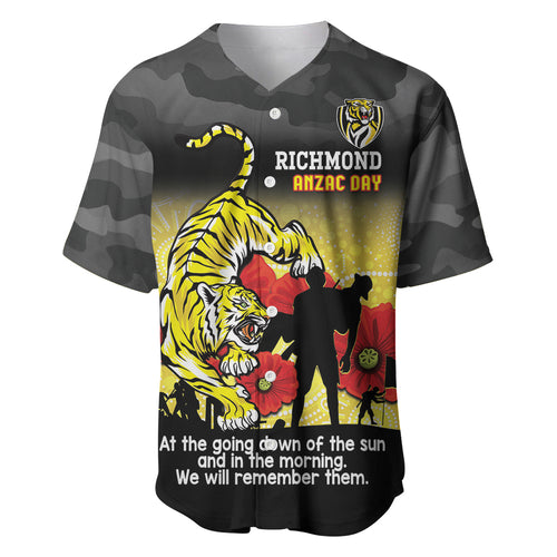 Custom Richmond Football ANZAC Baseball Jersey Gallipoli Camouflage With Poppies