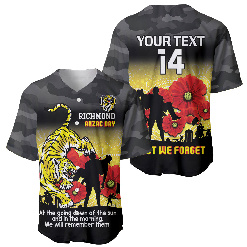Custom Richmond Football ANZAC Baseball Jersey Gallipoli Camouflage With Poppies
