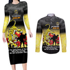Custom Richmond Football ANZAC Couples Matching Long Sleeve Bodycon Dress and Long Sleeve Button Shirt Gallipoli Camouflage With Poppies