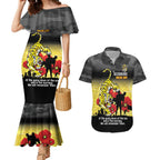 Custom Richmond Football ANZAC Couples Matching Mermaid Dress and Hawaiian Shirt Gallipoli Camouflage With Poppies