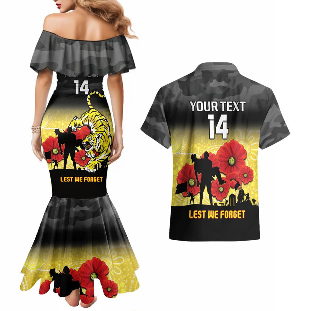 Custom Richmond Football ANZAC Couples Matching Mermaid Dress and Hawaiian Shirt Gallipoli Camouflage With Poppies
