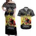 Custom Richmond Football ANZAC Couples Matching Off Shoulder Maxi Dress and Hawaiian Shirt Gallipoli Camouflage With Poppies