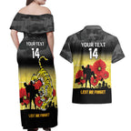 Custom Richmond Football ANZAC Couples Matching Off Shoulder Maxi Dress and Hawaiian Shirt Gallipoli Camouflage With Poppies
