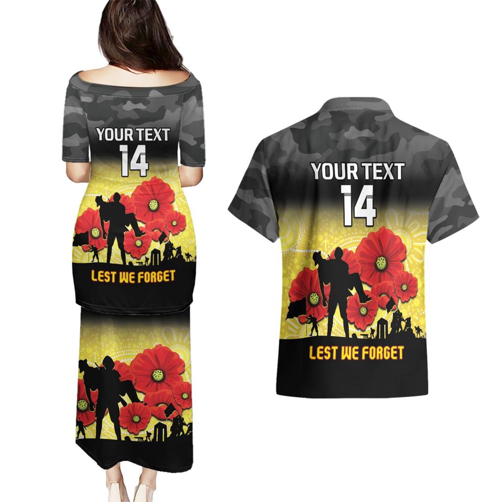 Custom Richmond Football ANZAC Couples Matching Puletasi and Hawaiian Shirt Gallipoli Camouflage With Poppies