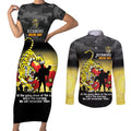 Custom Richmond Football ANZAC Couples Matching Short Sleeve Bodycon Dress and Long Sleeve Button Shirt Gallipoli Camouflage With Poppies