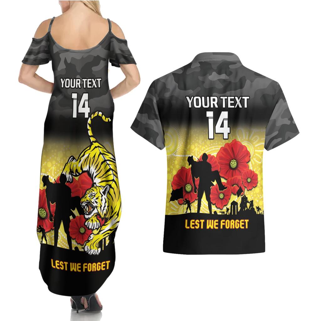Custom Richmond Football ANZAC Couples Matching Summer Maxi Dress and Hawaiian Shirt Gallipoli Camouflage With Poppies