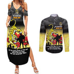 Custom Richmond Football ANZAC Couples Matching Summer Maxi Dress and Long Sleeve Button Shirt Gallipoli Camouflage With Poppies
