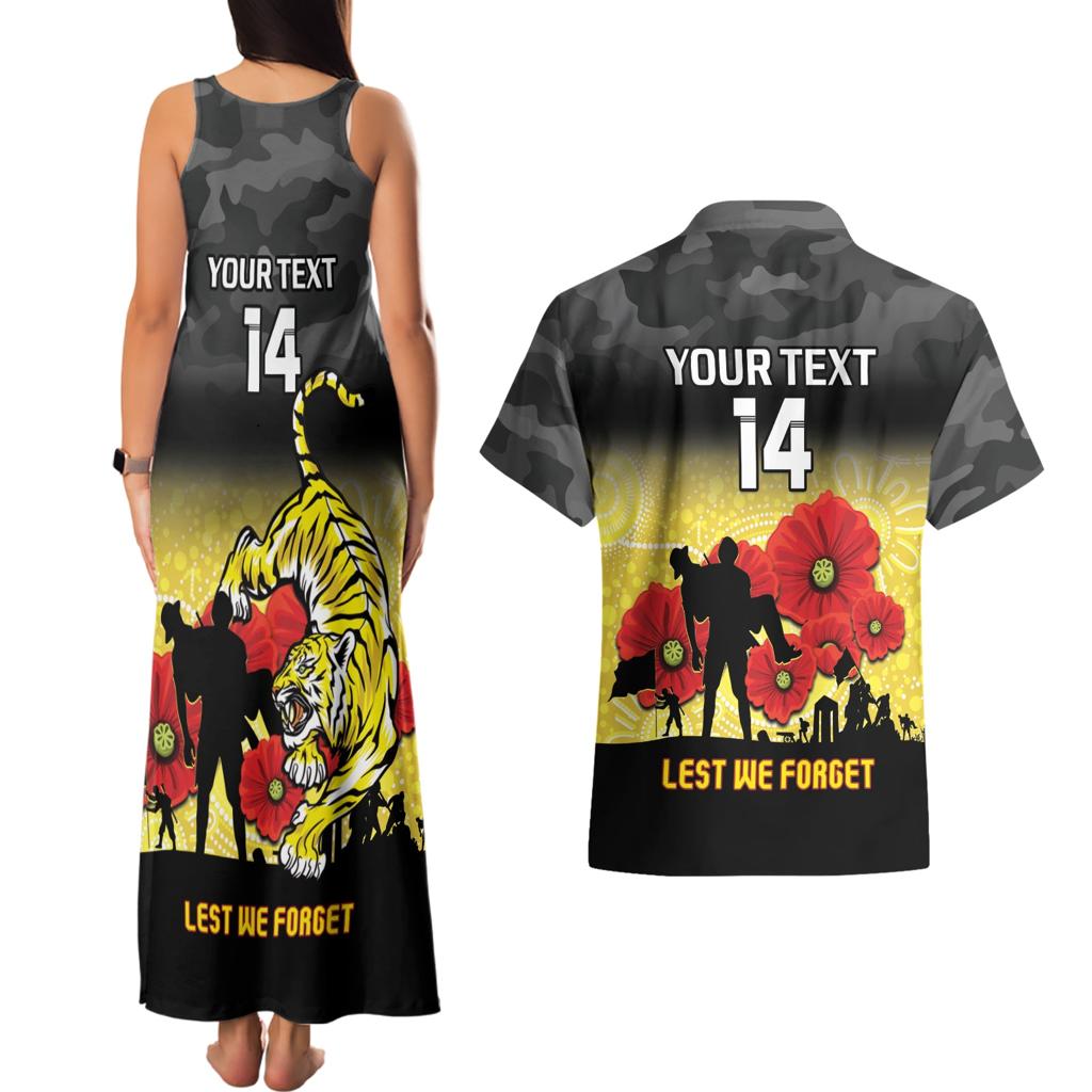 Custom Richmond Football ANZAC Couples Matching Tank Maxi Dress and Hawaiian Shirt Gallipoli Camouflage With Poppies