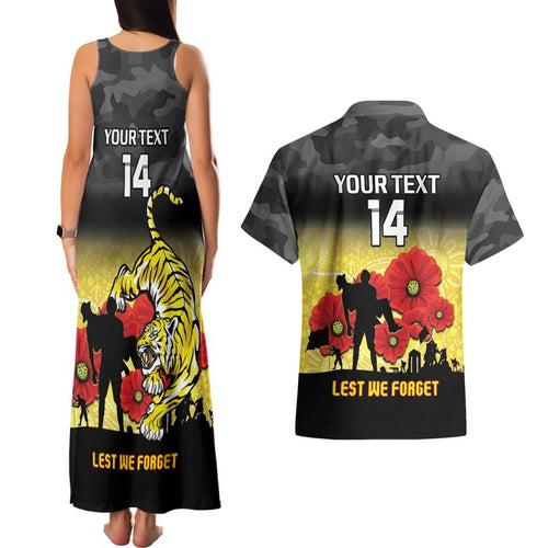 Custom Richmond Football ANZAC Couples Matching Tank Maxi Dress and Hawaiian Shirt Gallipoli Camouflage With Poppies