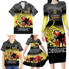Custom Richmond Football ANZAC Family Matching Long Sleeve Bodycon Dress and Hawaiian Shirt Gallipoli Camouflage With Poppies