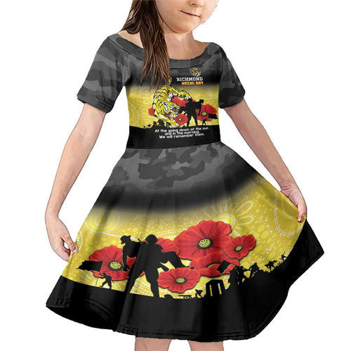 Custom Richmond Football ANZAC Family Matching Mermaid Dress and Hawaiian Shirt Gallipoli Camouflage With Poppies