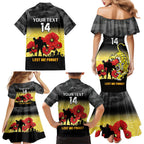 Custom Richmond Football ANZAC Family Matching Mermaid Dress and Hawaiian Shirt Gallipoli Camouflage With Poppies