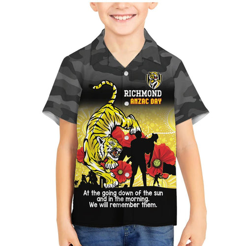 Custom Richmond Football ANZAC Family Matching Mermaid Dress and Hawaiian Shirt Gallipoli Camouflage With Poppies