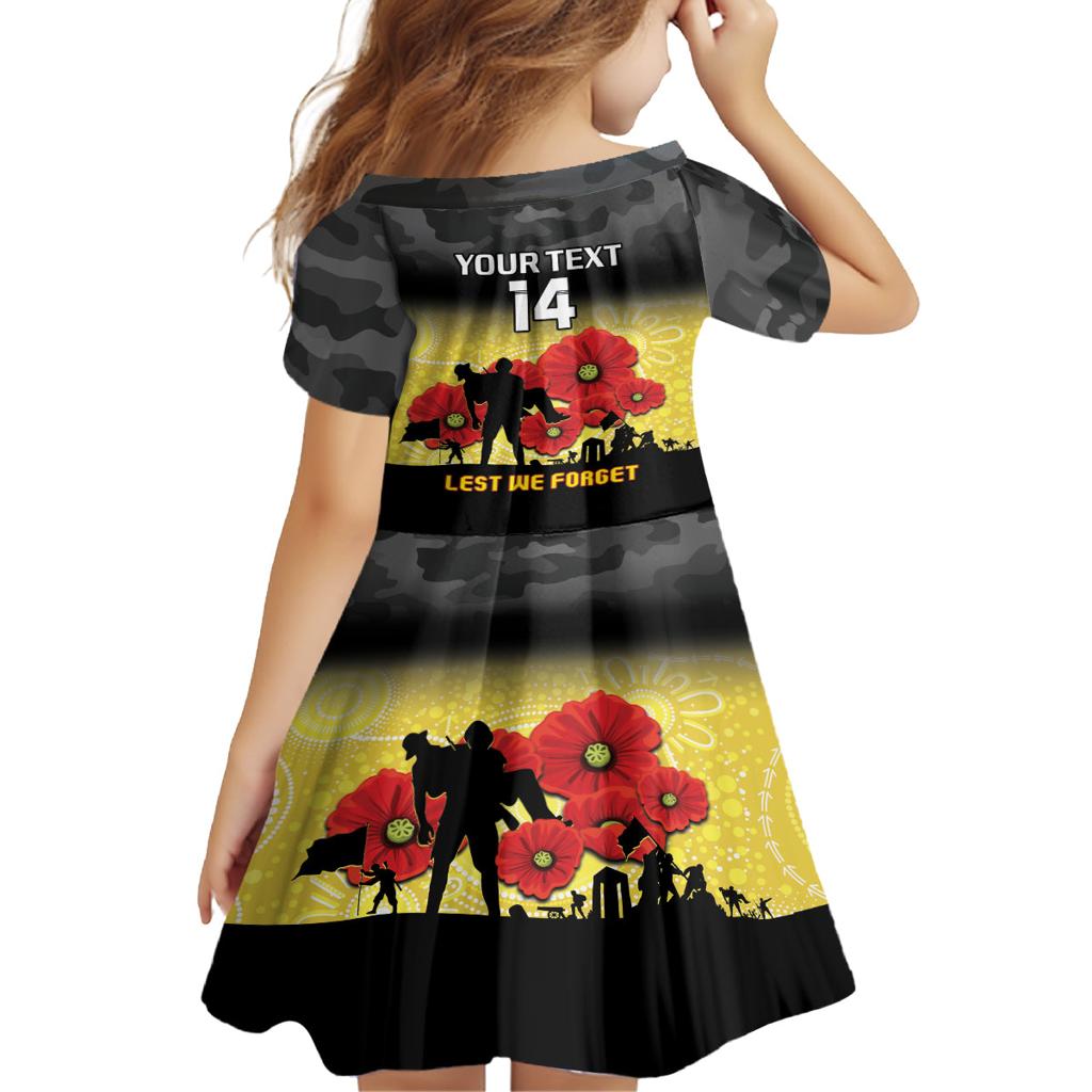 Custom Richmond Football ANZAC Family Matching Off Shoulder Long Sleeve Dress and Hawaiian Shirt Gallipoli Camouflage With Poppies