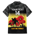 Custom Richmond Football ANZAC Family Matching Off Shoulder Long Sleeve Dress and Hawaiian Shirt Gallipoli Camouflage With Poppies
