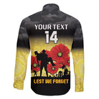 Custom Richmond Football ANZAC Family Matching Off Shoulder Long Sleeve Dress and Hawaiian Shirt Gallipoli Camouflage With Poppies