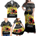 Custom Richmond Football ANZAC Family Matching Off Shoulder Maxi Dress and Hawaiian Shirt Gallipoli Camouflage With Poppies