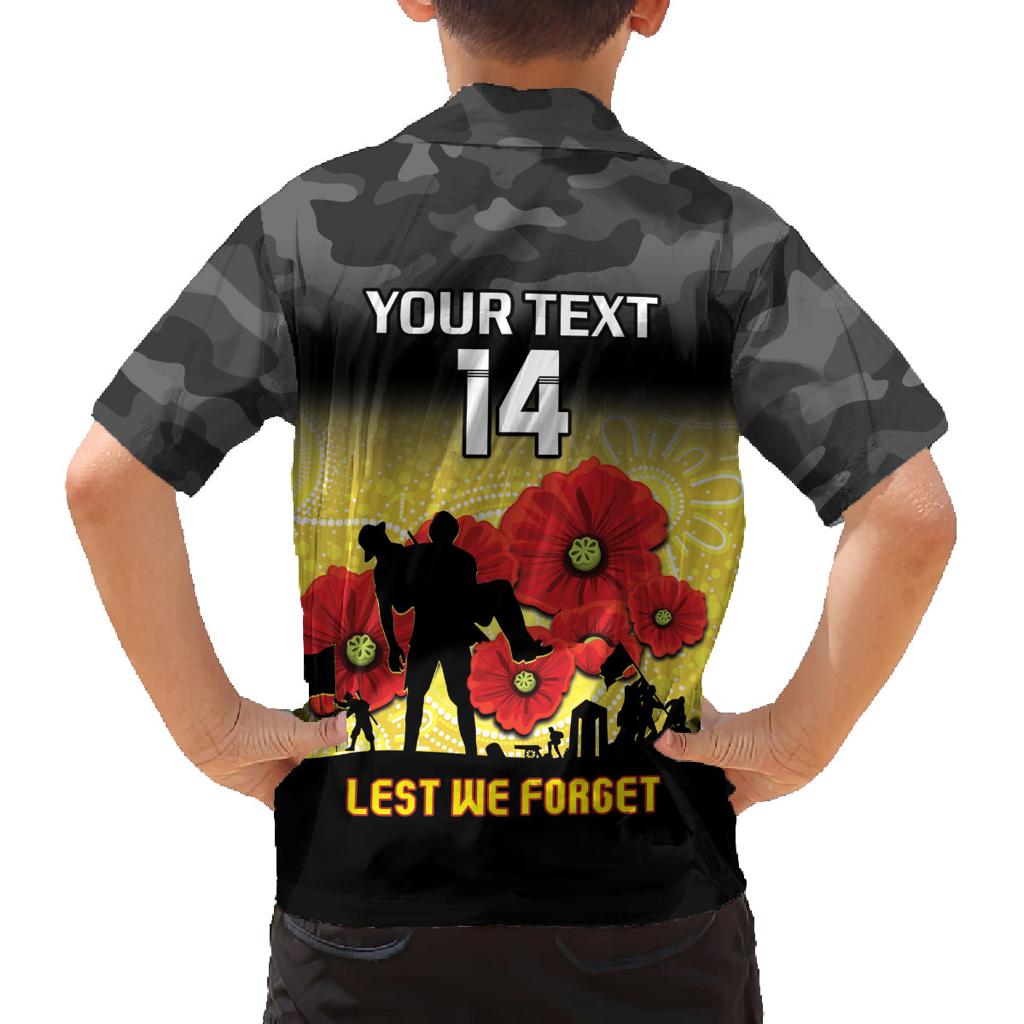 Custom Richmond Football ANZAC Family Matching Off Shoulder Maxi Dress and Hawaiian Shirt Gallipoli Camouflage With Poppies