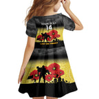 Custom Richmond Football ANZAC Family Matching Off Shoulder Maxi Dress and Hawaiian Shirt Gallipoli Camouflage With Poppies