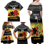 Custom Richmond Football ANZAC Family Matching Off Shoulder Maxi Dress and Hawaiian Shirt Gallipoli Camouflage With Poppies