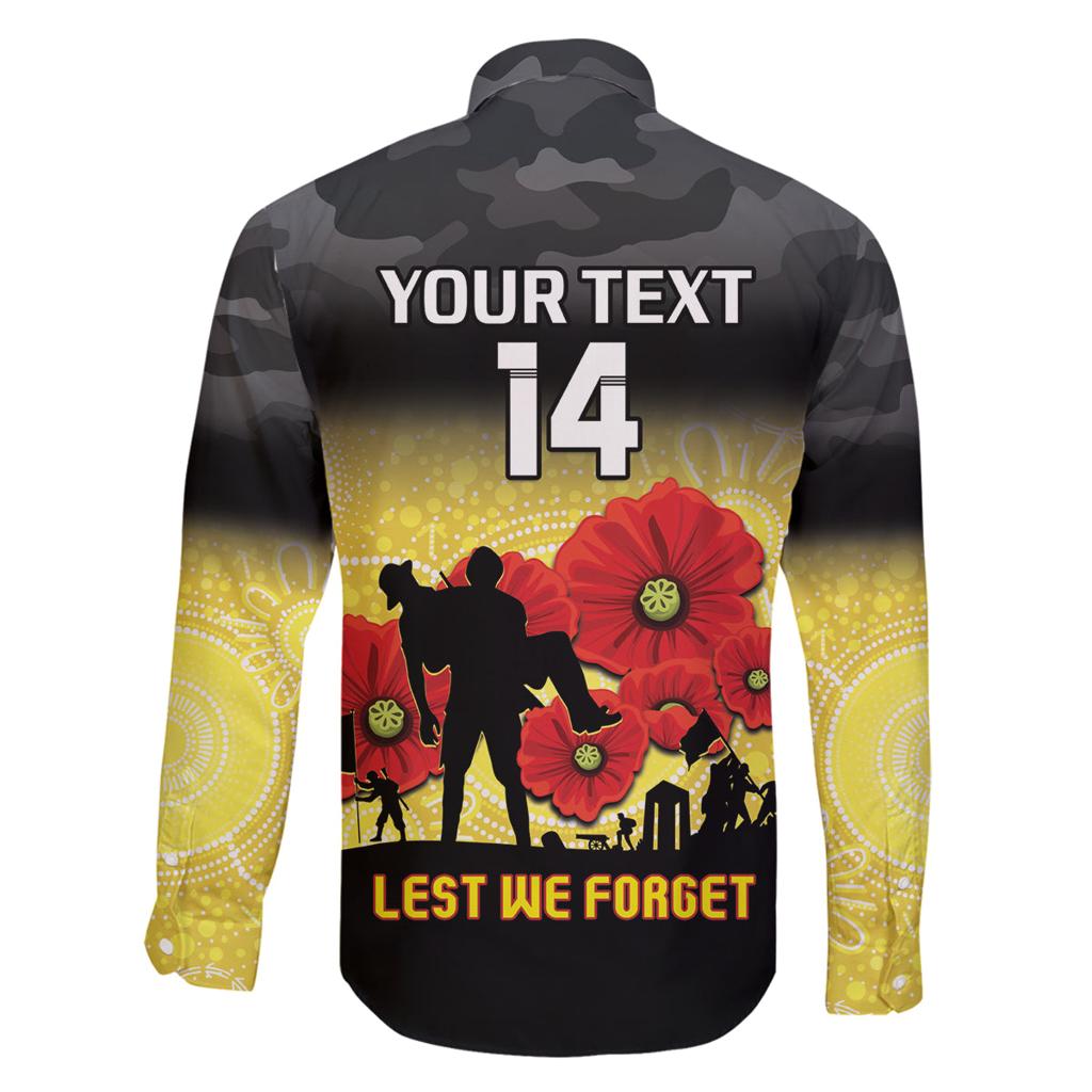 Custom Richmond Football ANZAC Family Matching Off Shoulder Short Dress and Hawaiian Shirt Gallipoli Camouflage With Poppies