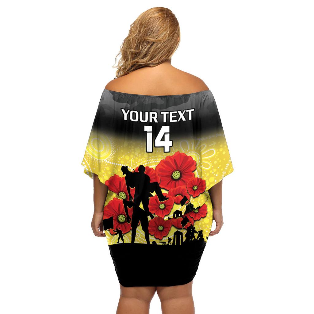 Custom Richmond Football ANZAC Family Matching Off Shoulder Short Dress and Hawaiian Shirt Gallipoli Camouflage With Poppies