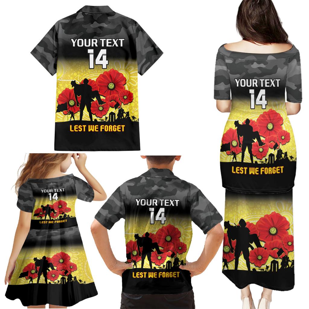 Custom Richmond Football ANZAC Family Matching Puletasi and Hawaiian Shirt Gallipoli Camouflage With Poppies