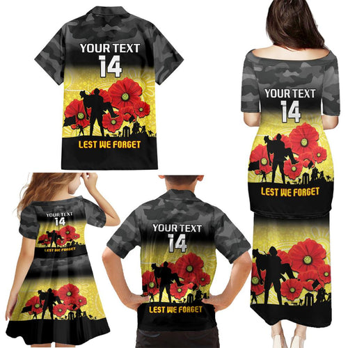 Custom Richmond Football ANZAC Family Matching Puletasi and Hawaiian Shirt Gallipoli Camouflage With Poppies