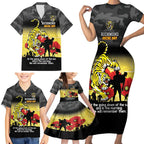 Custom Richmond Football ANZAC Family Matching Short Sleeve Bodycon Dress and Hawaiian Shirt Gallipoli Camouflage With Poppies