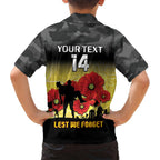 Custom Richmond Football ANZAC Family Matching Short Sleeve Bodycon Dress and Hawaiian Shirt Gallipoli Camouflage With Poppies