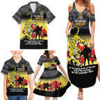 Custom Richmond Football ANZAC Family Matching Summer Maxi Dress and Hawaiian Shirt Gallipoli Camouflage With Poppies