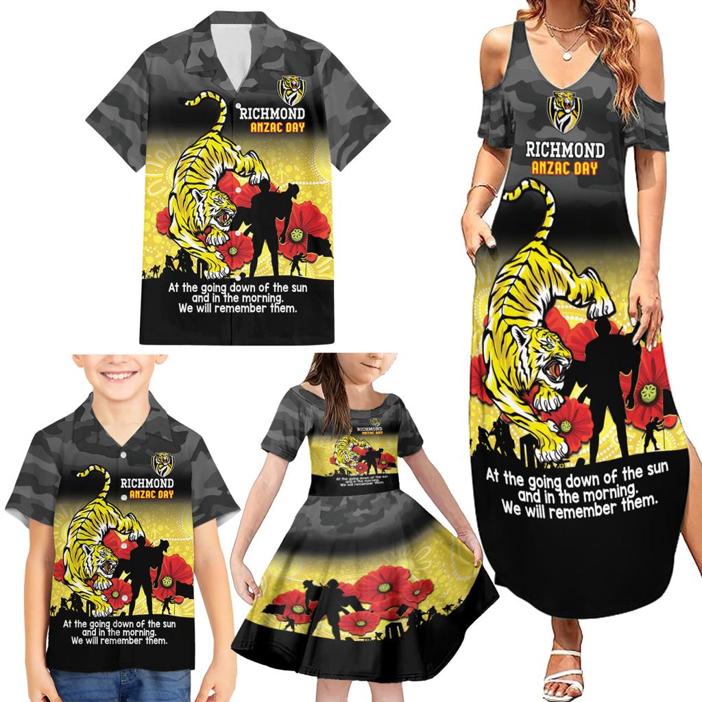 Custom Richmond Football ANZAC Family Matching Summer Maxi Dress and Hawaiian Shirt Gallipoli Camouflage With Poppies